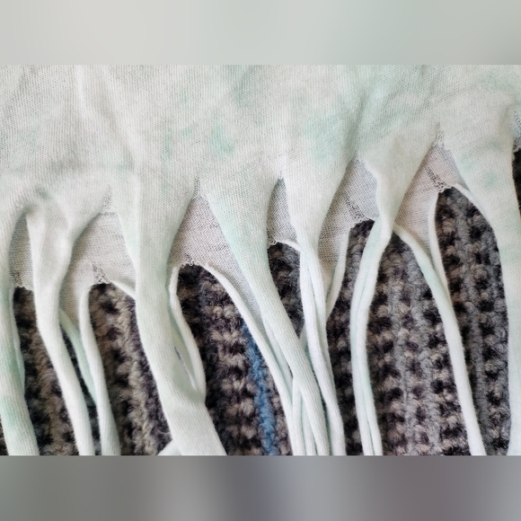 PINK Fringed Tank Top Semi Sheer Tie Dye Turquoise and White - Picture 5 of 5